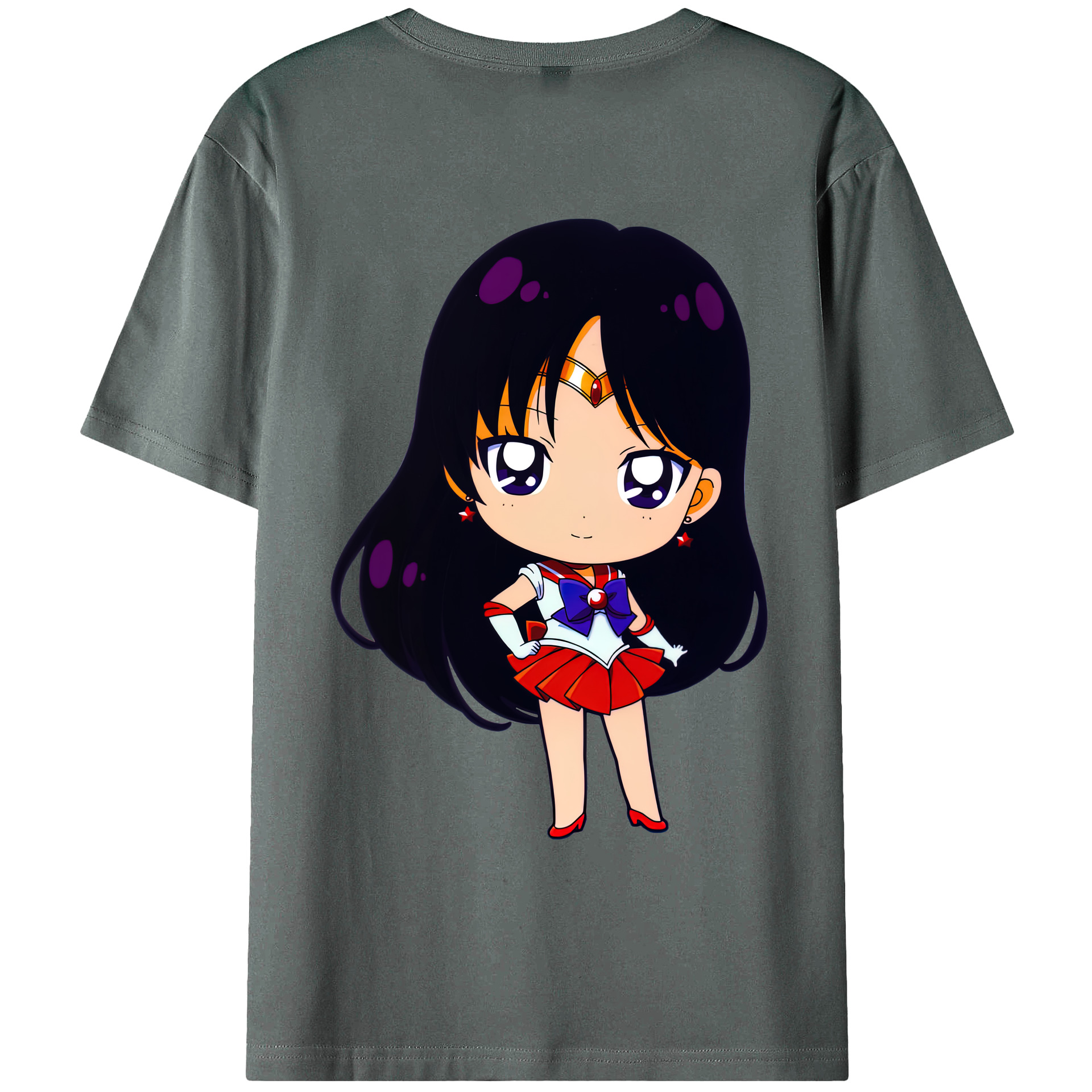 （画像用） 美少女戦士セーラームーン 火野レイ ひの レイ Sailor Moon Hino Rei （セーラーマーズ,Sailor Mars） 綿100％ メンズ半袖Tシャツ（バックプリント） 通気性